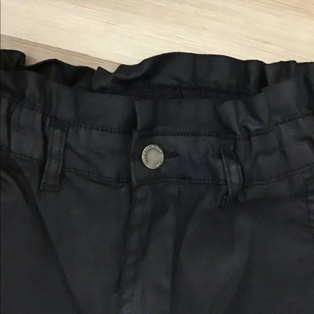 Zara Black Coated Baggy Paperbag Waist Pants 2